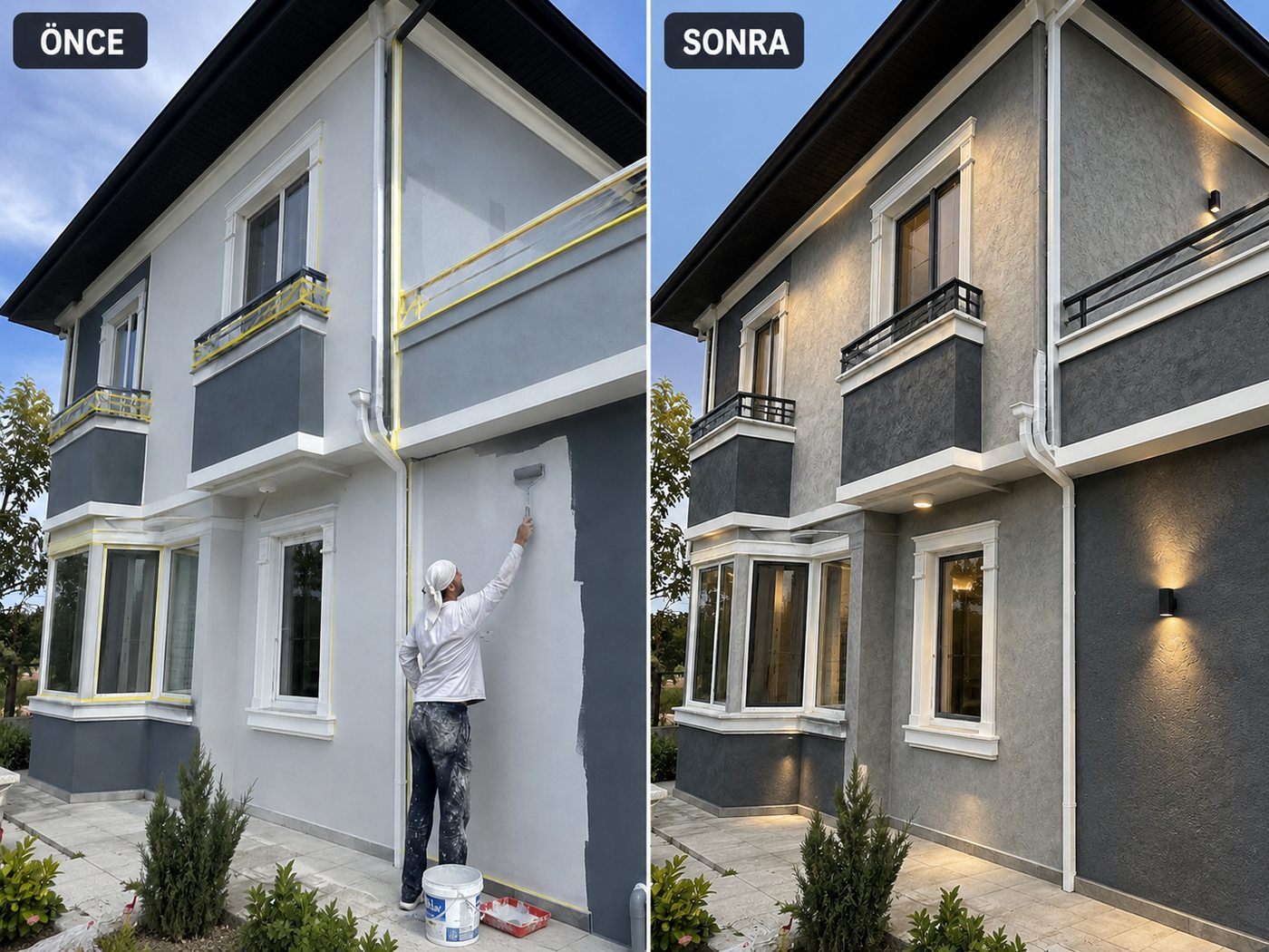 Ulucak dış cephe boya öncesi ve sonrası