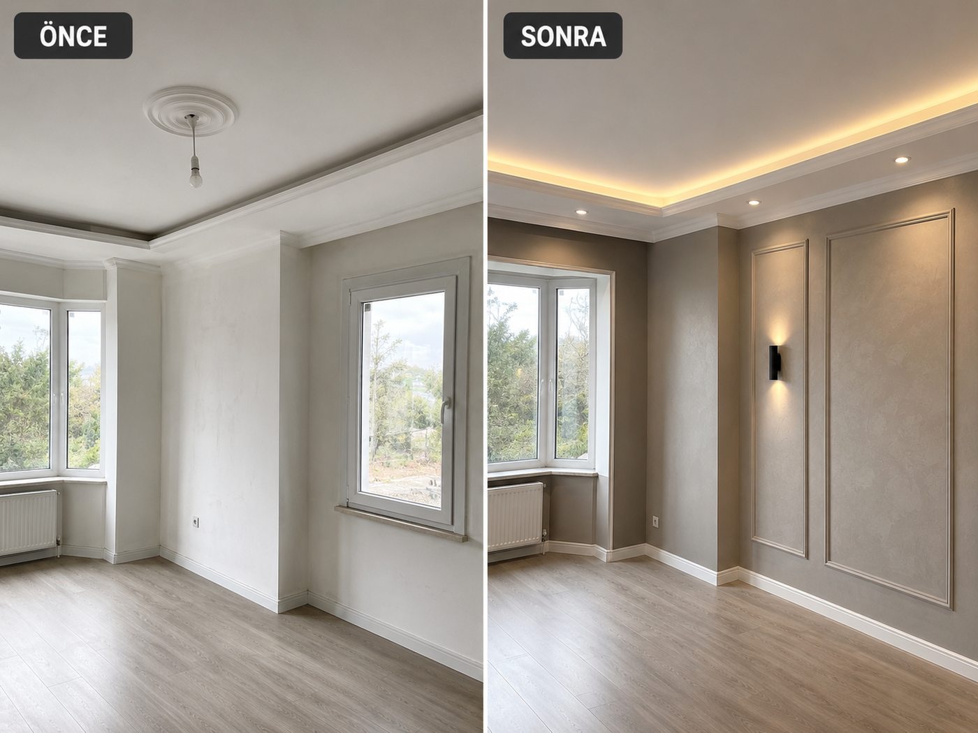 Ulucak iç cephe boya öncesi ve sonrası